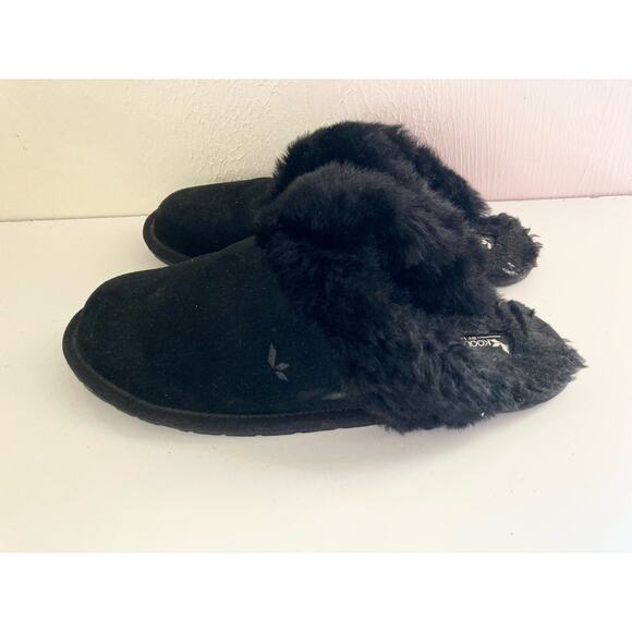 Koolaburra By UGG Women's Milo Slippers Shoes Size 10 Black Suede Shearling - Picture 4 of 7